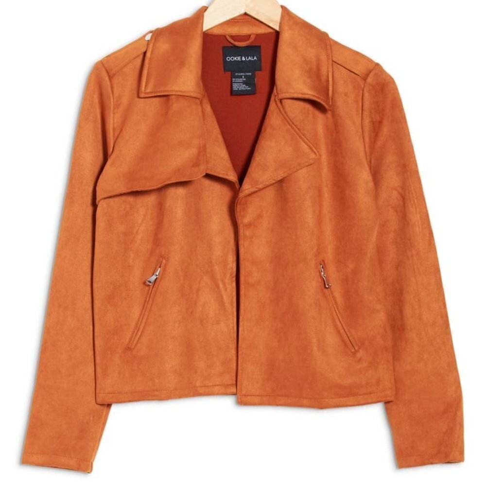 NWT OOKIE AND LALA Faux Suede Crop Jacket, Size L